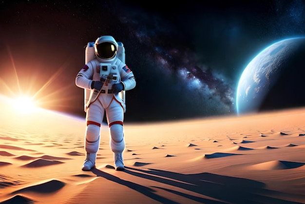 3d astronaut spaceman on space background 3d illustration space background astronaut background