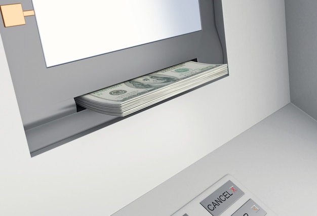 3d ATM-machine met geld