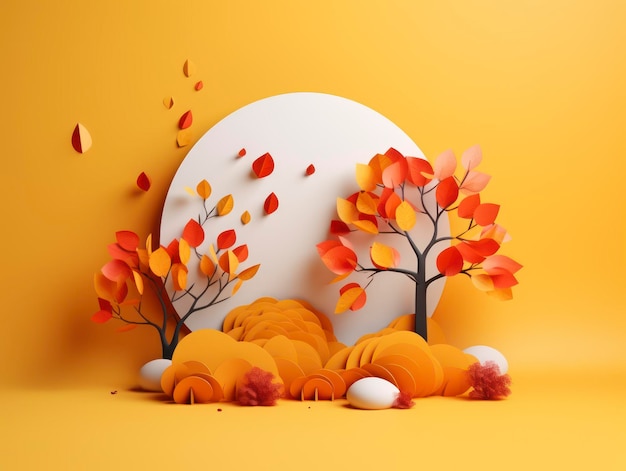 3d autumn season style composition with different elements