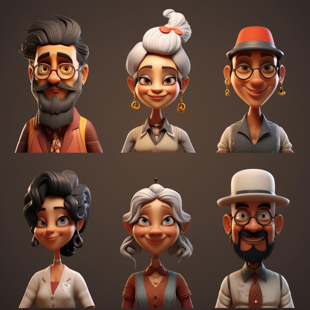 3D Avatar Characters Cartoon character face