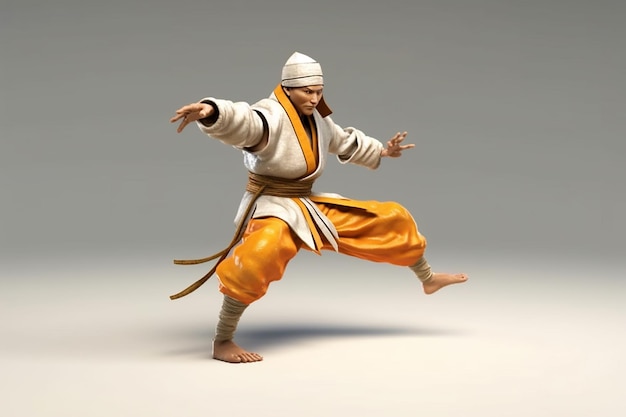 Photo 3d avatar dressed as a martial arts master demonstrate ai generated