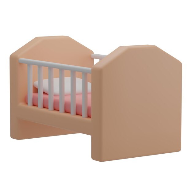 Photo 3d baby bed illustration