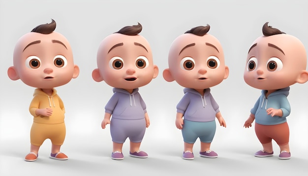 Photo 3d baby character set