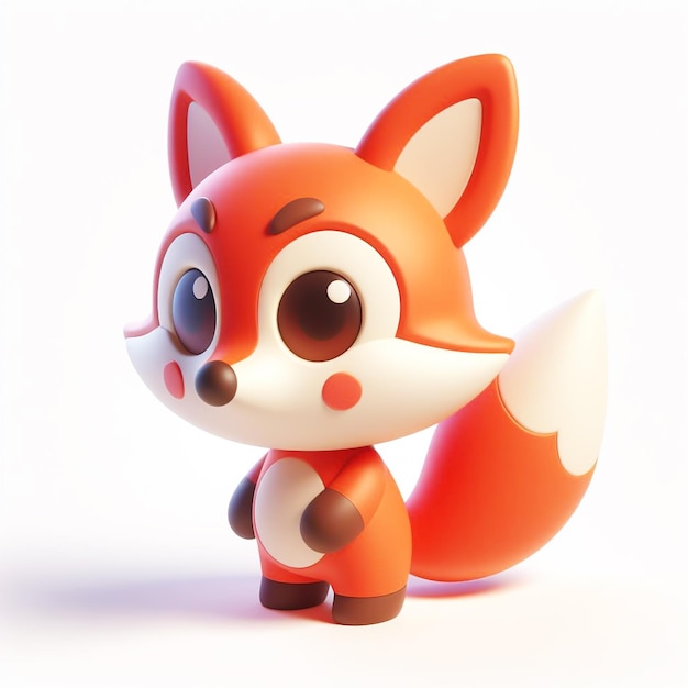 Photo 3d baby red fox funny cartoon on white background ai generated