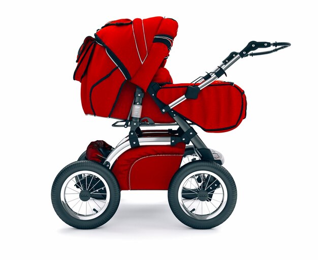 3d Baby Stroller On White Background