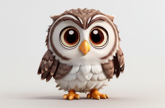 3D baby wideeyed owl Generative AI