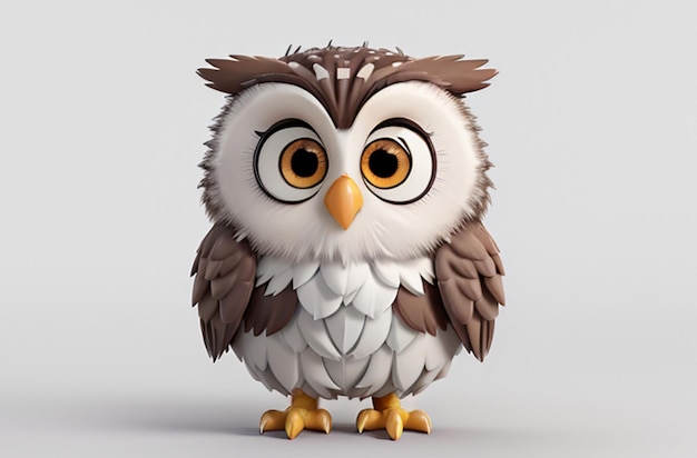 3D baby wideeyed owl Generative AI