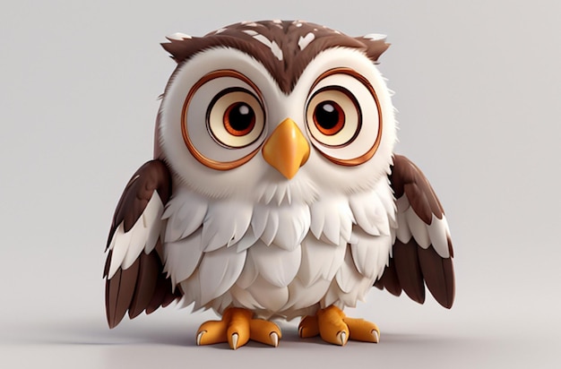 3D baby wideeyed owl Generative AI