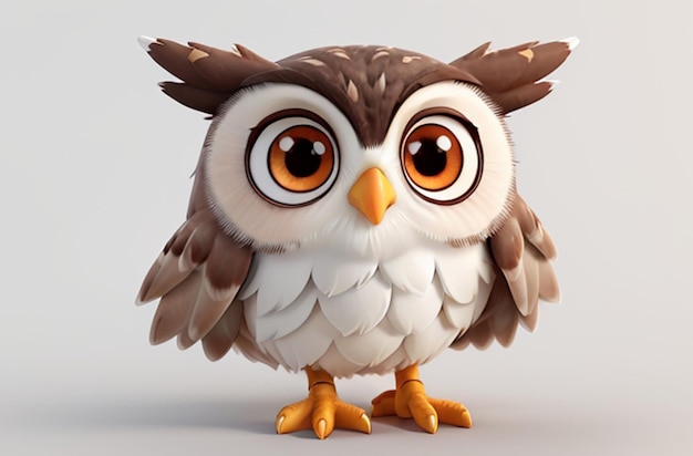 3D baby wideeyed owl Generative AI
