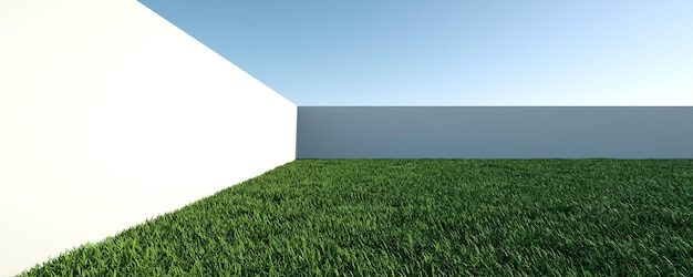 3D Background abstraction of lawn advertising with conditional architecture