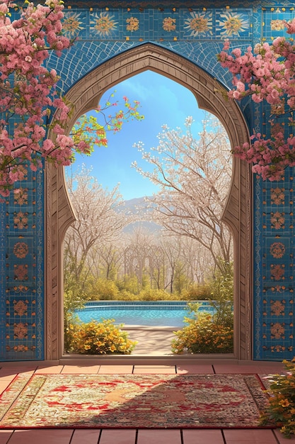 Photo a 3d background depicting a persian garden