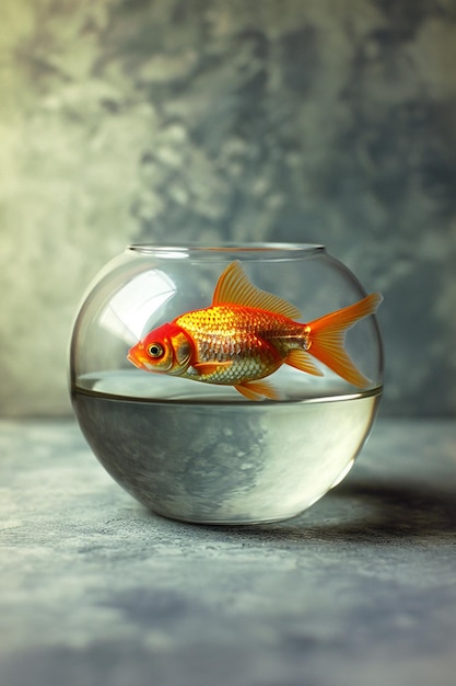 Photo a 3d background featuring a simplistic goldfish in a bowl