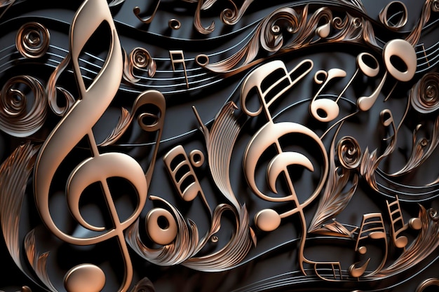 3D фон из музыкальных нот Generative AI
