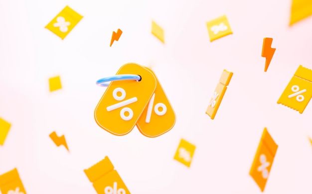 3d background from yellow coupons with blur effect on light background For promotion marketing