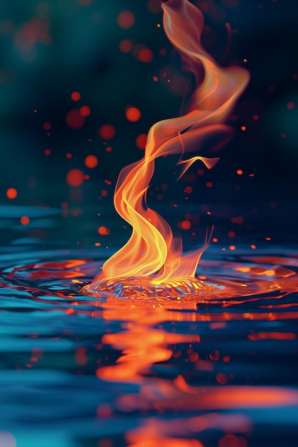 Photo a 3d background for an invitation showing subtle fire and water elements