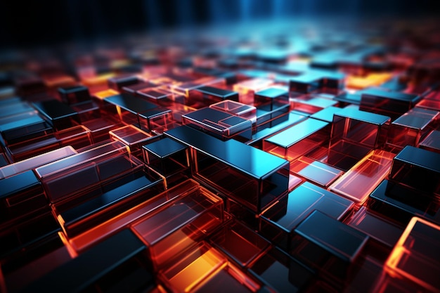 3D background of many colored cubes