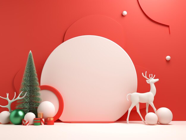 3Dバックグラウンド ミニマリス ポディウム クリスマス