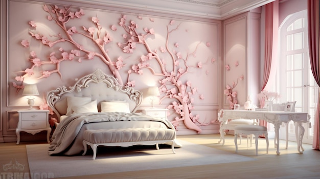 3d background wallpaper classic bedroom interior