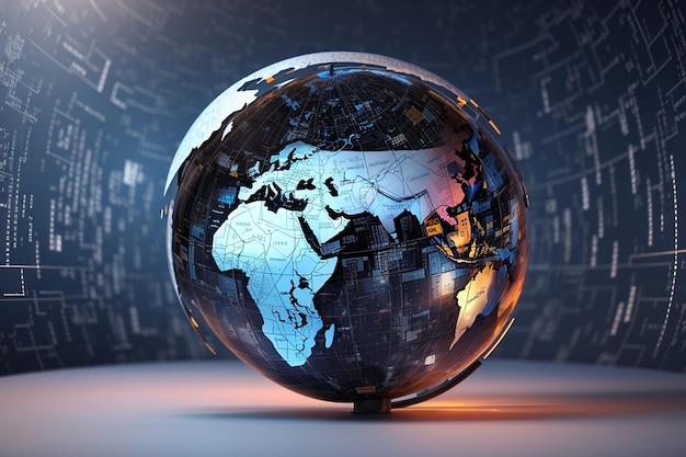 Premium AI Image | 3d background with globe and programming code