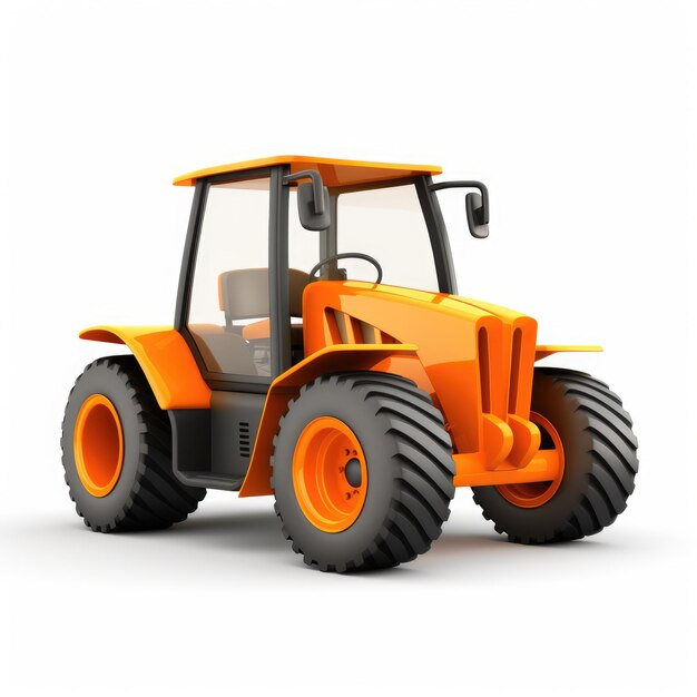 Photo 3d backhoe loader on white background illustration