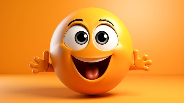 3D bal emoji-karakter in gelukkige emotie-actie