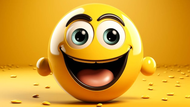 3D ball emoji character in hungry emotion action on orange