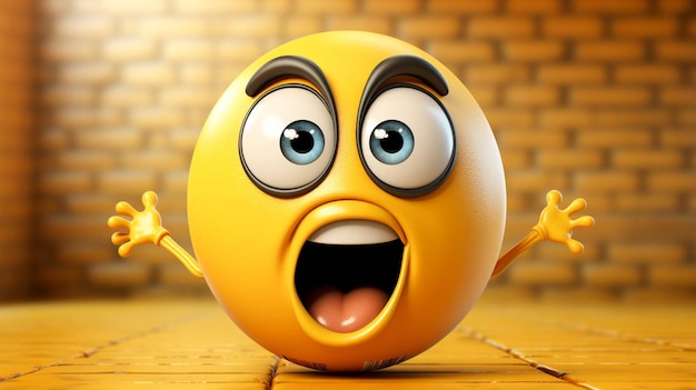 3d ball emoji character in hungry emotion action on orange