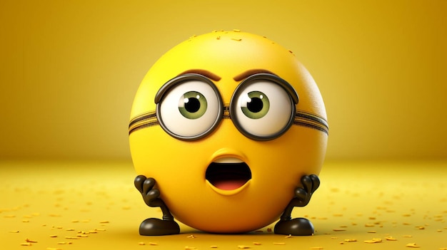 Premium AI Image  3D ball emoji character in sad emotion action on orange