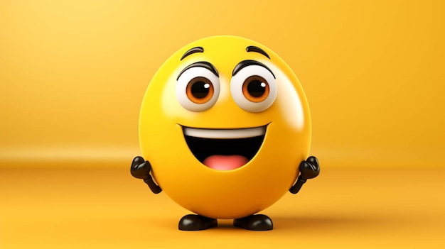 3d ball emoji character in thinking emotion action on orange