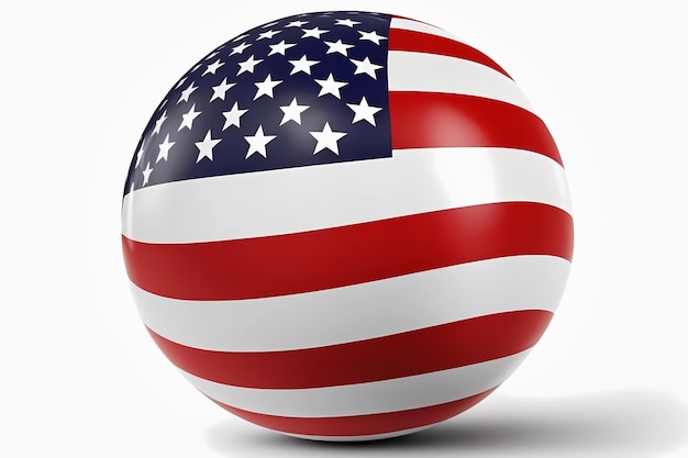 3d мяч с флагом США, изолированные на белом фоне