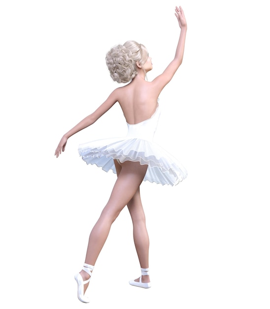 3D ballerina in witte tutu