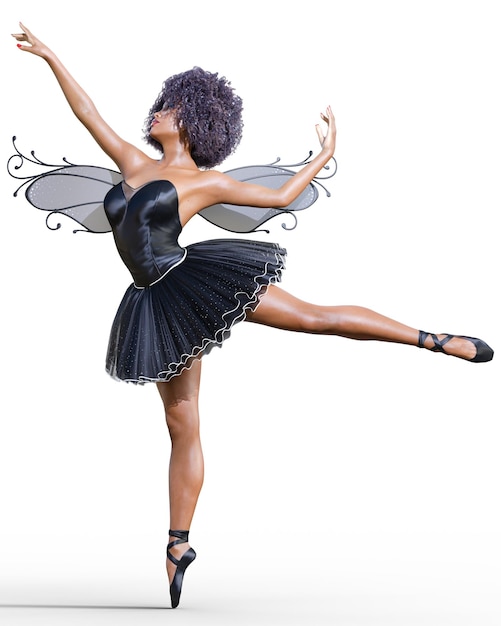3D ballerina in zwarte tutu