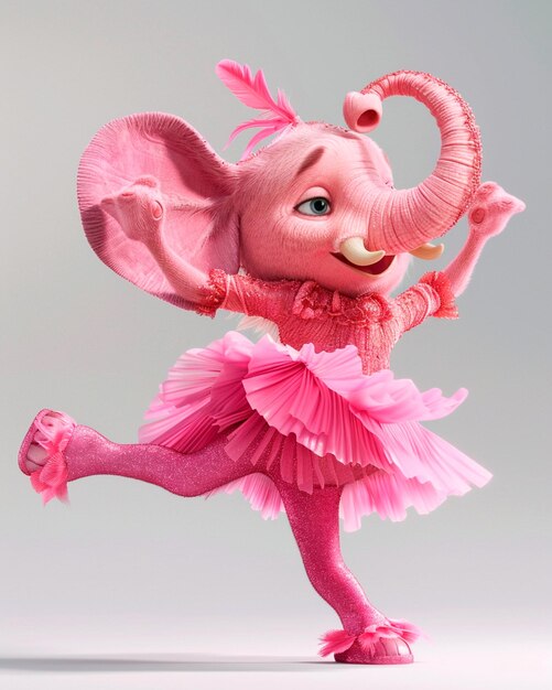 Photo 3d ballerina pink elephant