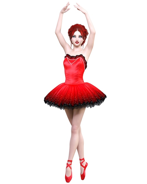 3D ballerina in red tutu