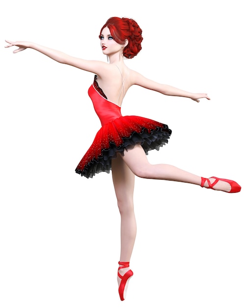 3D ballerina in red tutu