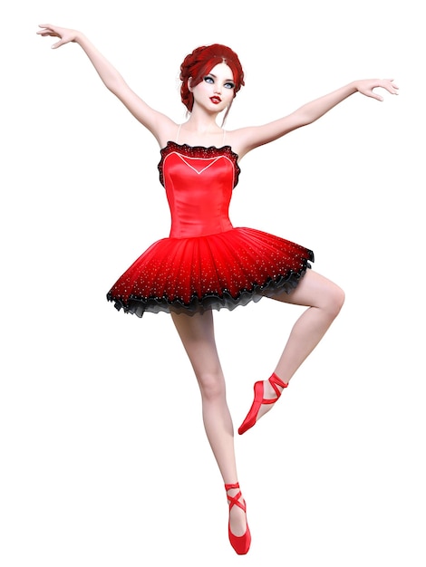 3D ballerina in red tutu