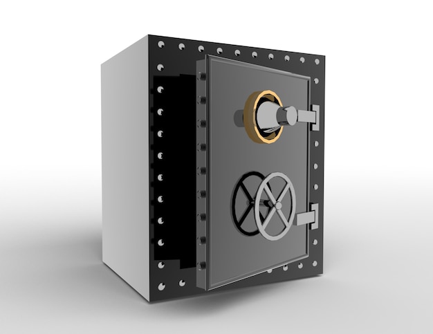 3d bank safe on  white background .concept