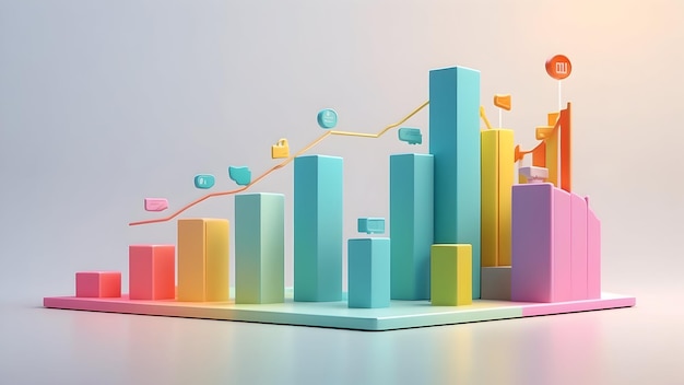 3D Bar Chart 3D bar chart illustration Bar chart with depth Threedimensional bar graph 3D recta