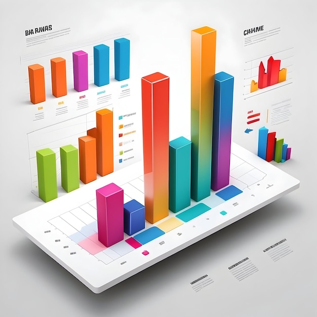 Premium Photo | 3D bar chart illustration Bar chart with depth ...