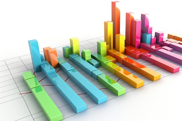 3D bar chart on a plain white background Generative AI