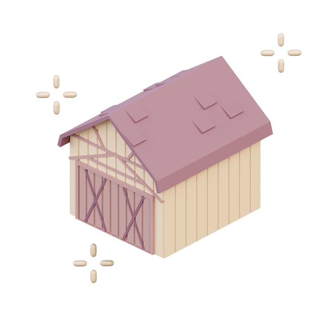 Photo 3d barn isolated icon illustration render