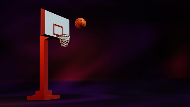 3D Basketball panel with basketball ball, Blender Modeling, and rendering