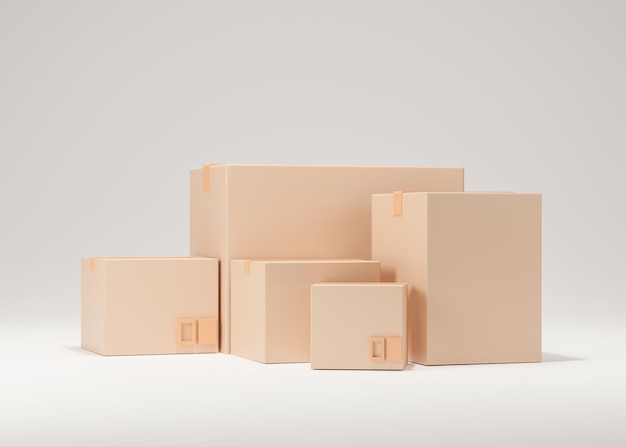 Фото 3d красивая картонная коробка на белом фоне упаковка 3d визуализация