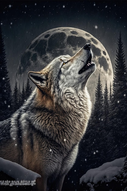 3d beautiful grey wolf portrait Generatice AI Generative AI