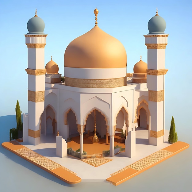 3d красивая мечеть 3d мечеть Ид Мубарак Generative Ai