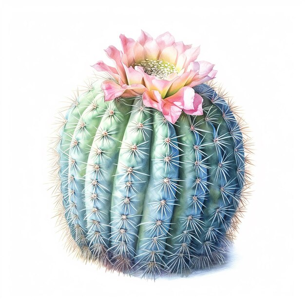 3D Beautiful Pastel Cactus Isolated on White Background