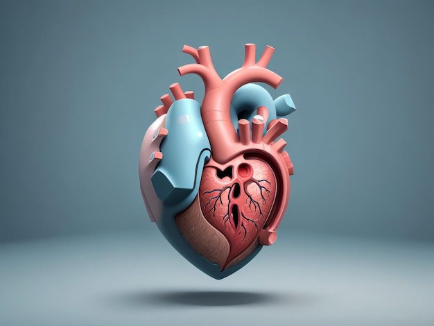 3D-beeld van anatomisch hart met versnellingen pop