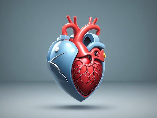 3D-beeld van anatomisch hart met versnellingen pop