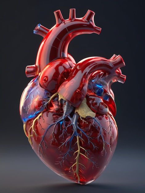3D-beeld van een ultra gedetailleerd menselijk hart