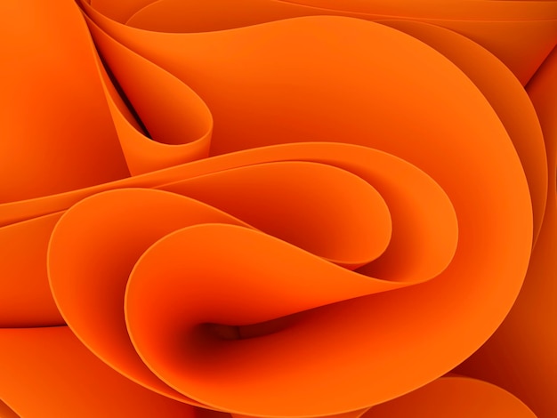 3d behang oranje vorm windows 11 stijl golvende swirly stof 3d-rendering illustratiex